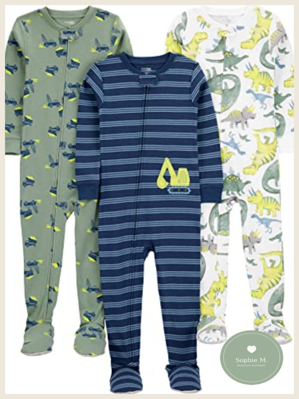 3 Pack Baby Boys Snug Fit Footed Cotton Pajamas Long Sleeve Sleepwear